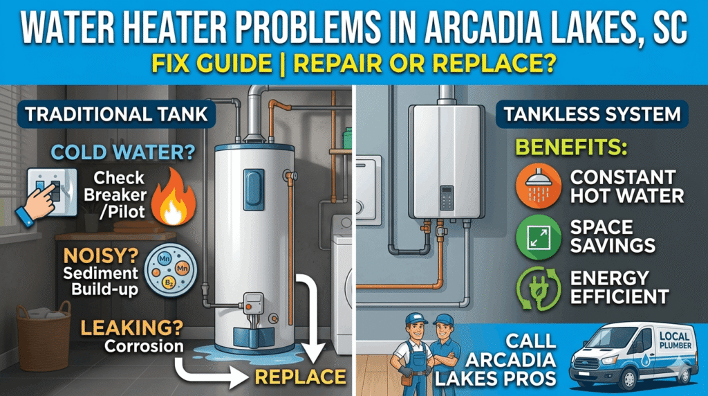 Water Heater Problems in Arcadia Lakes SC | Fix Guide